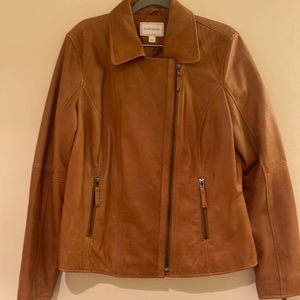 Light brown charter club leather jacket